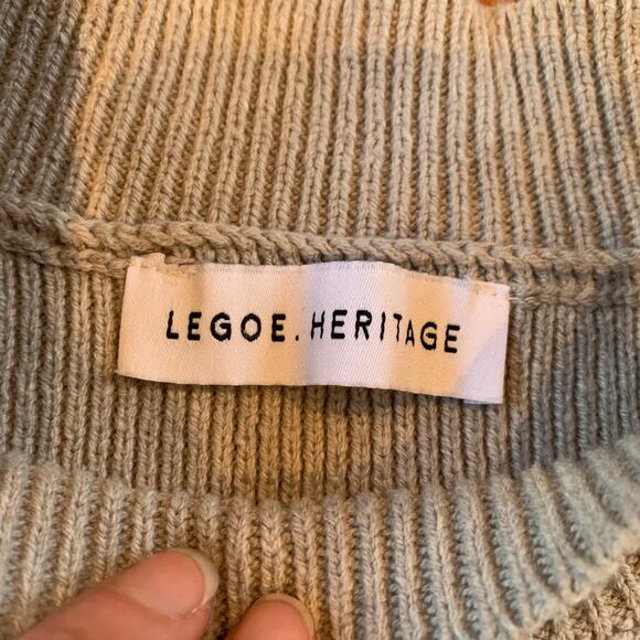 Legoe Heritage Cotton Blend Crewneck Side Slit Sweater | Gray | 0 - US 4/SMALL - Picture 6 of 10